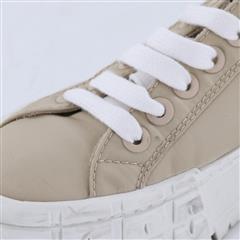 PRADA Double Wheel Nylon Gabardine Beige Sneakers Women Size 37EU